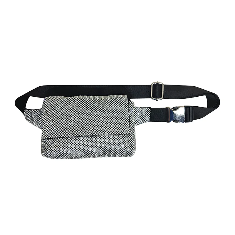 Shiny Glass Customized  Beautiful Waist Bag for Girl Ladies Women Magnet Button Belt Bag