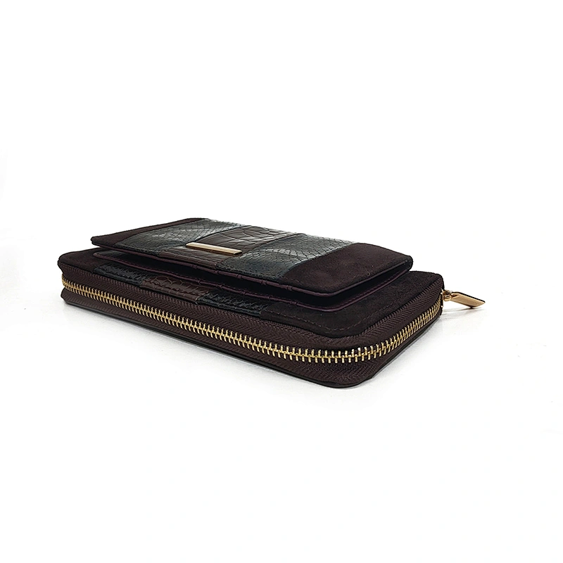 Brown Snake Crocodile Long Women Designer Purses Out Pocketes Ladies Wallets