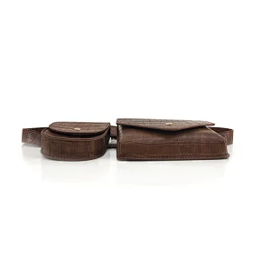 Brown Sn Crocodile Croco Fashion Designer Waist Bag Women Ladies PU Belt Bag