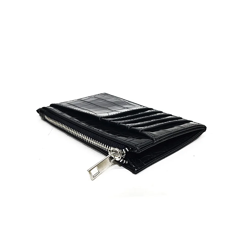 Fashion Croco Black Card Holder Short Flat Women Wallets