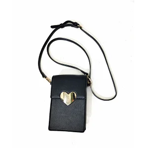 Heart Shape Buckle Black Woman lady Cell Phone Bag Mobile Phone Bag