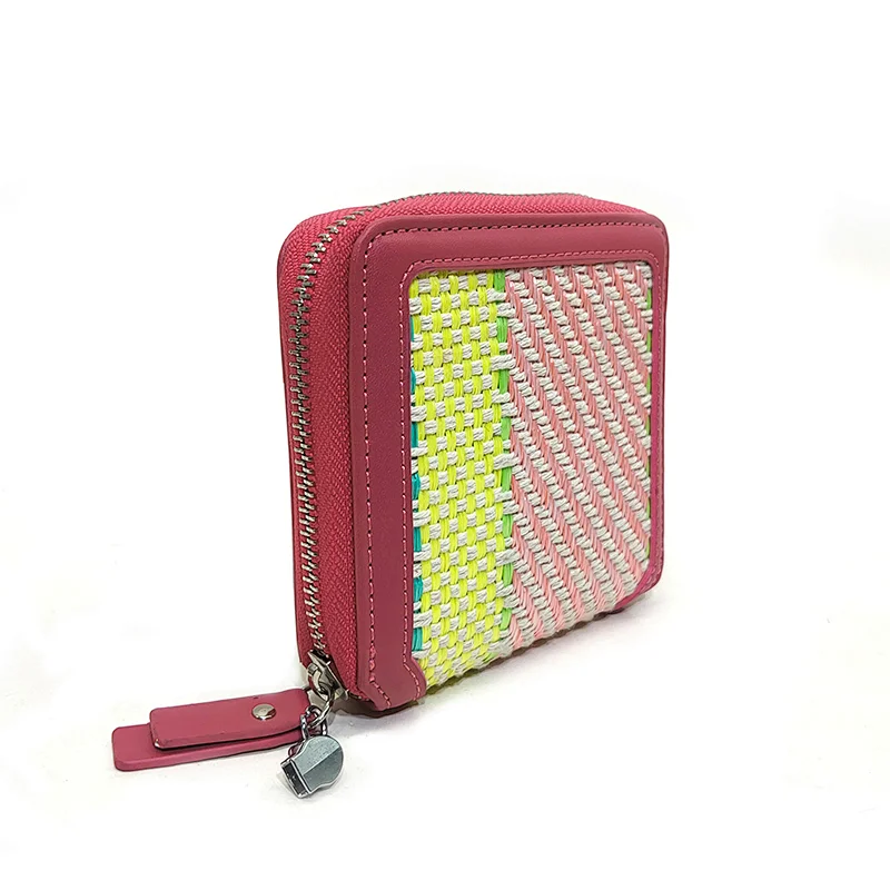 PP Woven PU Multi Color Teen Fashion Trendy Colorful Young Women Girls Wallets