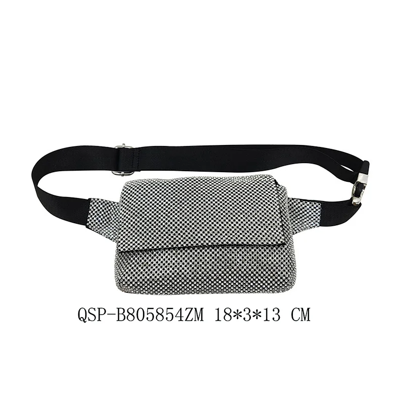 Shiny Glass Customized Beautiful Waist Bag for Girl Ladies Women Magnet Button Belt Bag