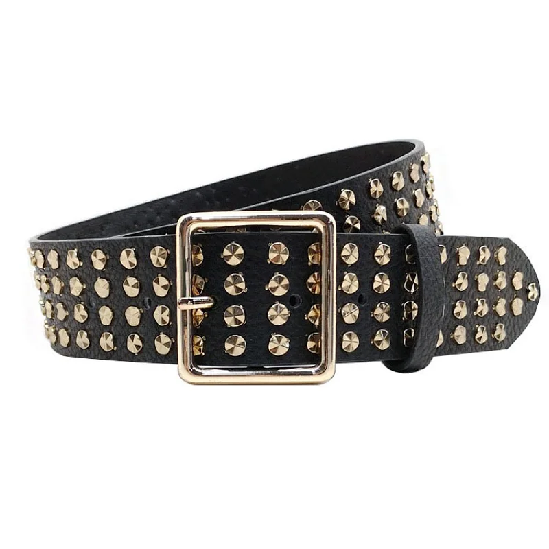 Ladies' studs PU belt