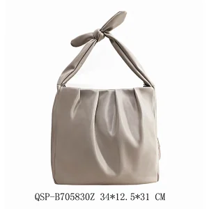 White Elegant Beauty Bowl Bowlknot Wrinkle Ladies Women Handbags