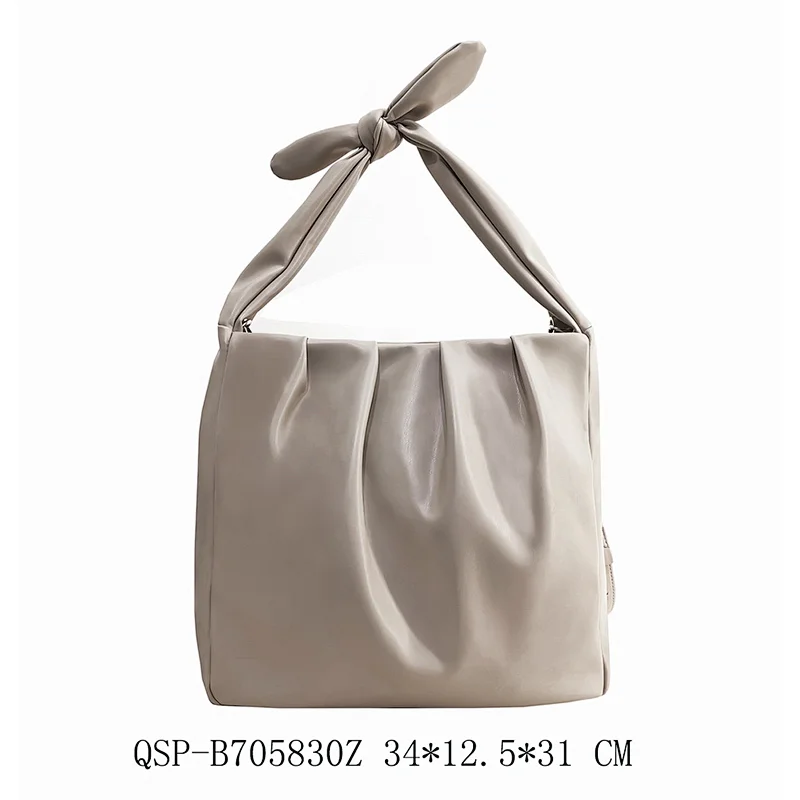 White Elegant Beauty Bowl Bowlknot Wrinkle Ladies Women Handbags
