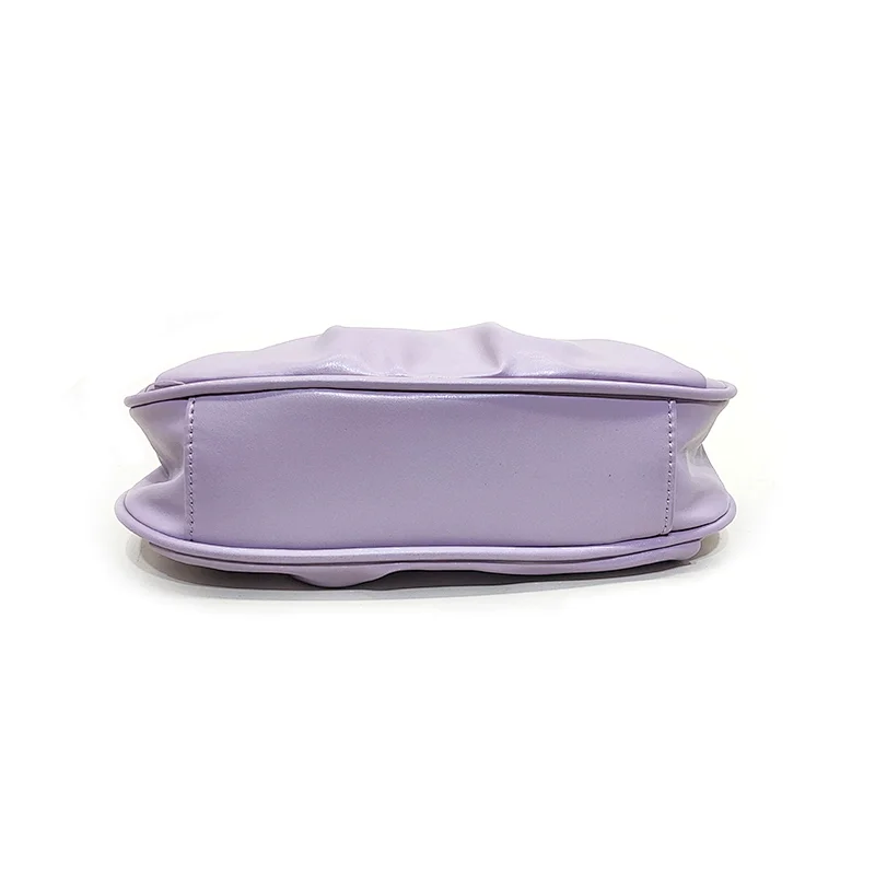 Purple Wrinkle Ruffle Good Quality Cheap Fashion Ladies handbag Women PU Design bag