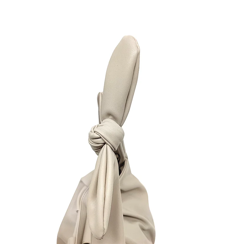 White Elegant Beauty Bowl Bowlknot Wrinkle Ladies Women Handbags