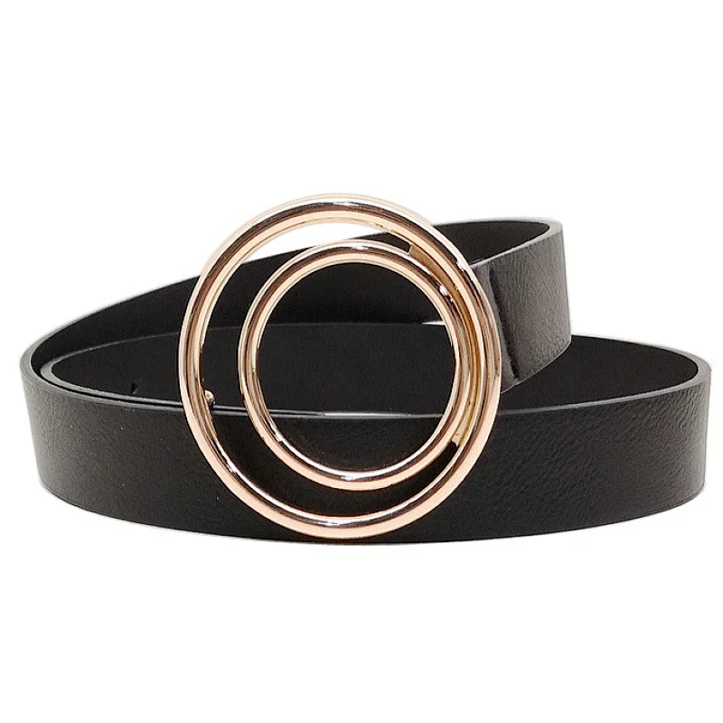 Simple Round Buckle Ladies Belt