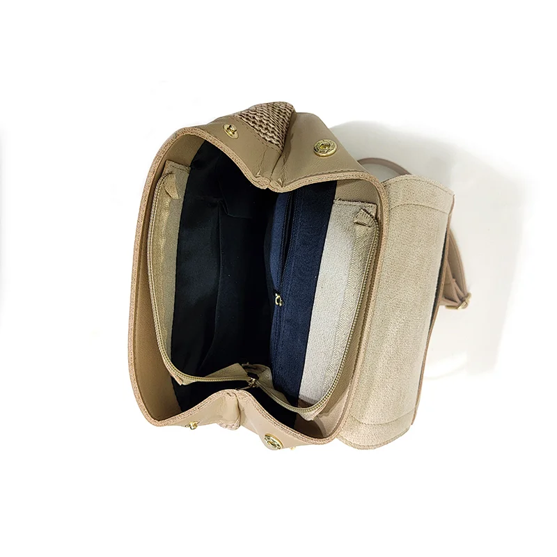 Woven Strap Cord Fashion Designer Women Ladies Beach Straw Backpack
