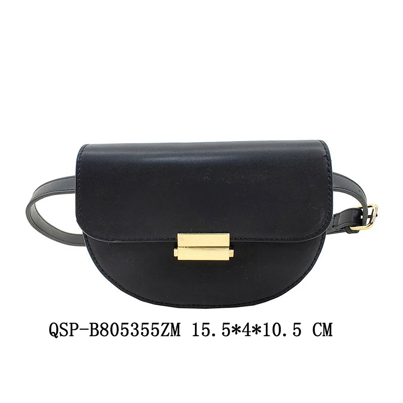 2020 New Woman Classic Saddle Waist bag Ladies Plain Black Belt bag