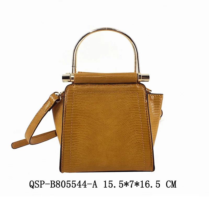 Lizard Yellow Metal handle handbag for lady Elegant Crossbody Bag