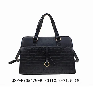 Woman PU Crocodile Croco Ring Tassel Shoulder Handbag Tote Bag