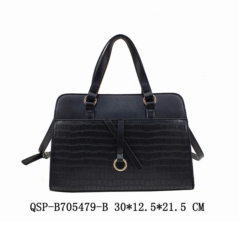 Woman PU Crocodile Croco Ring Tassel Shoulder Handbag Tote Bag