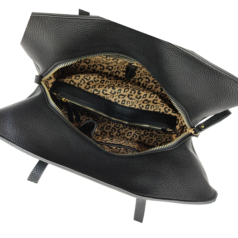 2020 New Trendy Women hand Bag Black PU Leopard Tote Bag for girls Handbag