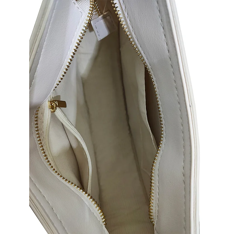 2020 Half Moon PU Ladies Bag White Women Zipper Fashion Trendy Designer Wrinkle handle  Crossbody Hand Bag