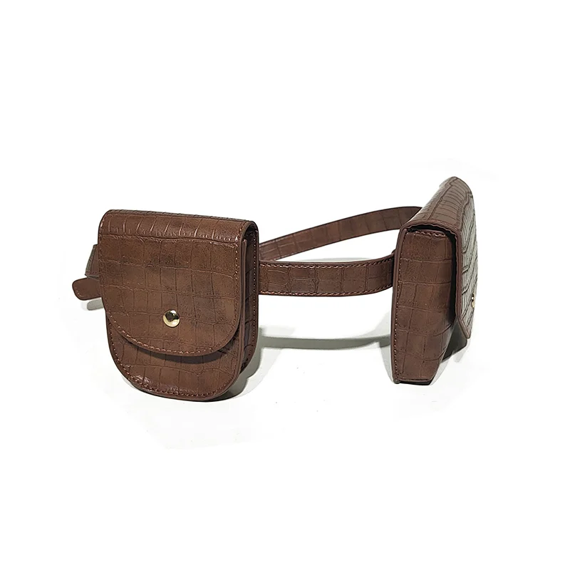 Brown Sn Crocodile Croco Fashion Designer Waist Bag Women Ladies PU Belt Bag