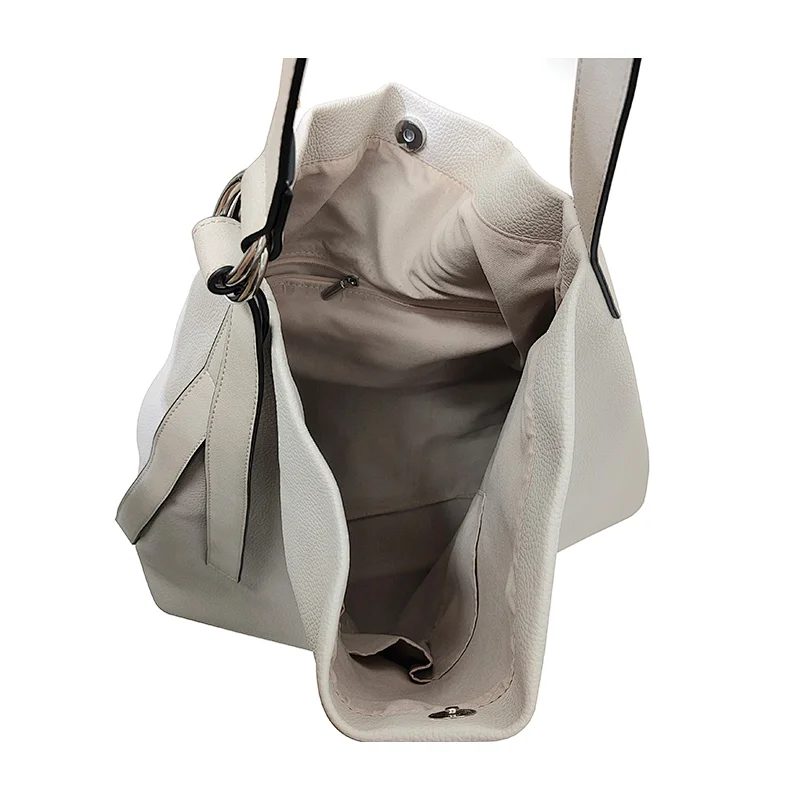 Ivory White Good Shape Ladies Hasp Handmade OEM Hobo Bag Tote Bag