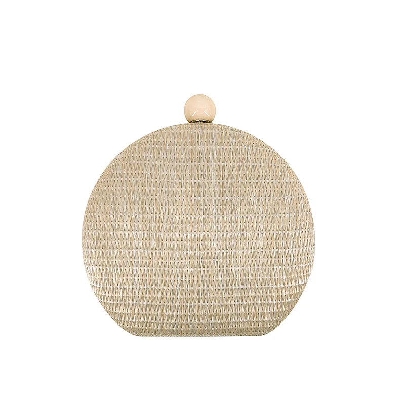 Woman clutch PP Straw Natural Round Elegant Evening Bags