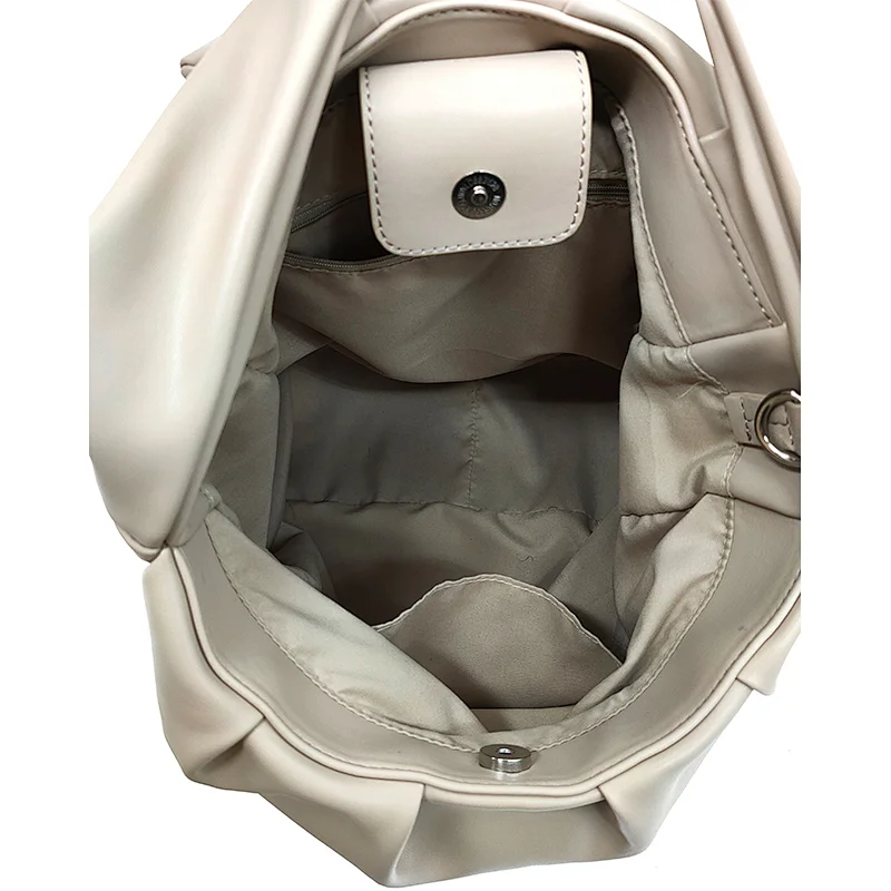 White Elegant Beauty Bowl Bowlknot Wrinkle Ladies Women Handbags