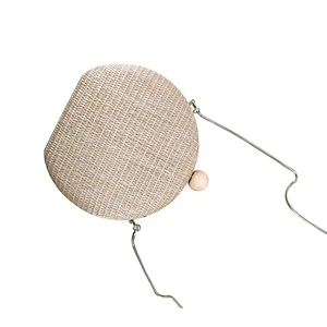 Woman clutch PP Straw Natural Round Elegant Evening Bags