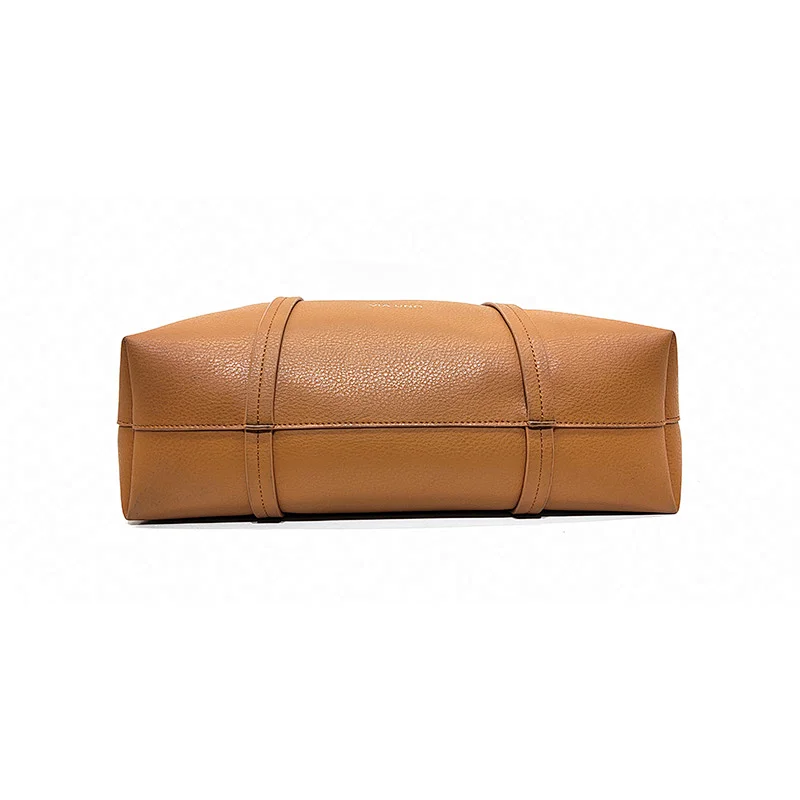 2020 Latest Fashion Tote Bag with Additional Small Bag Brown Double Side Pu Ladies Shopper Bag