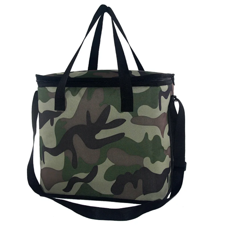 Navo 600D oxford Insulated Reusable Grocery Shopping Bags, XL, Large Picnic Cooler Bag Zipper Zippered Top, CAMO Style
