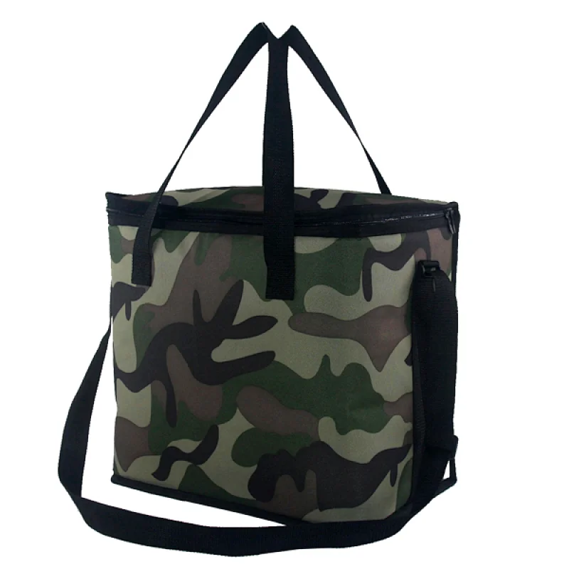 Navo 600D oxford Insulated Reusable Grocery Shopping Bags, XL, Large Picnic Cooler Bag Zipper Zippered Top, CAMO Style