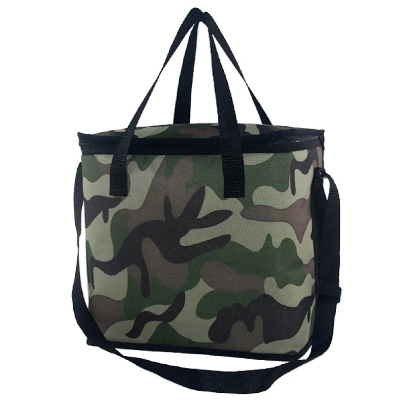 Navo 600D oxford Insulated Reusable Grocery Shopping Bags, XL, Large Picnic Cooler Bag Zipper Zippered Top, CAMO Style