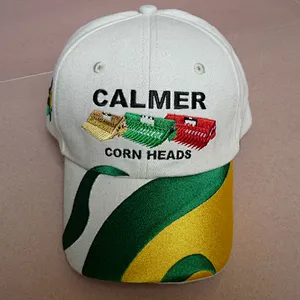 custom striped cotton baseball cap with corn logo embroidery made in Guangdong(China)