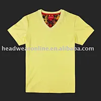 v collar neck/plain v neck t shirt with silk screen printing