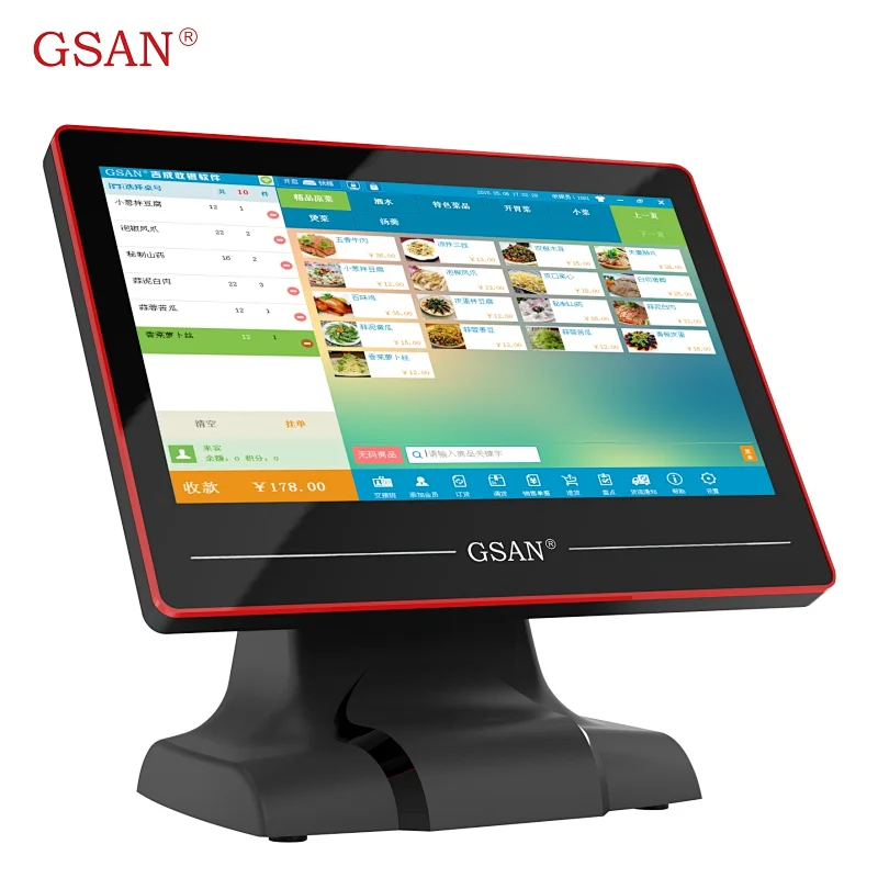 GSAN 15.6 inches bezel free  touch all in one pos system with VFD customer display