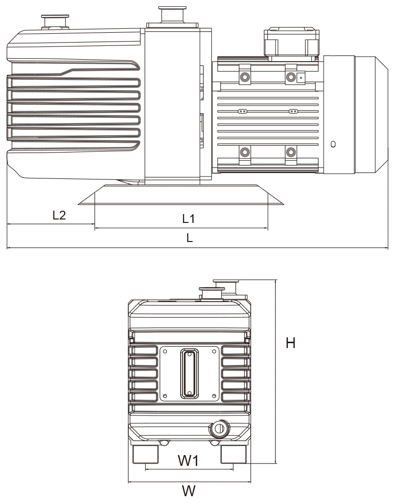 Dimension Dual Stage Rotary Vane Vacuum Pump