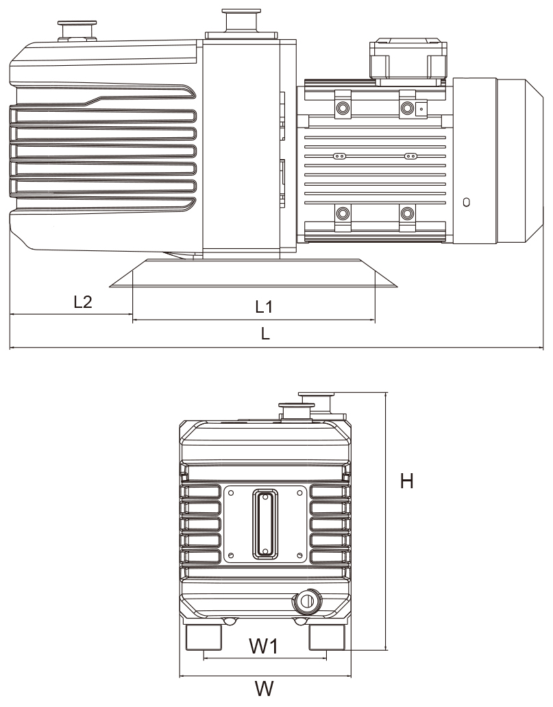 Dimension of the chemical duty vacuum pump