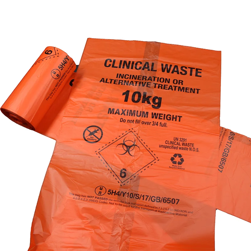 Orange  clinical waste bags pass  UN3291