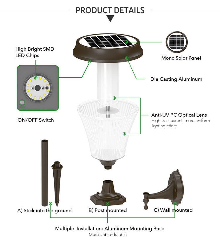 Solar garden post lights