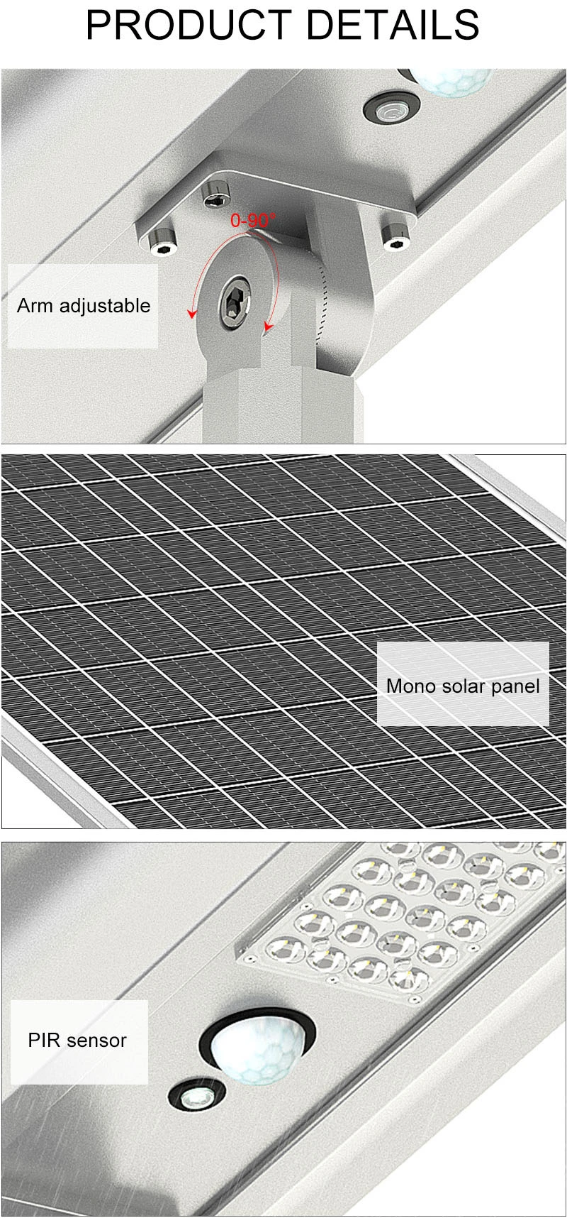 Product detail of 50w flyhawk solar street light