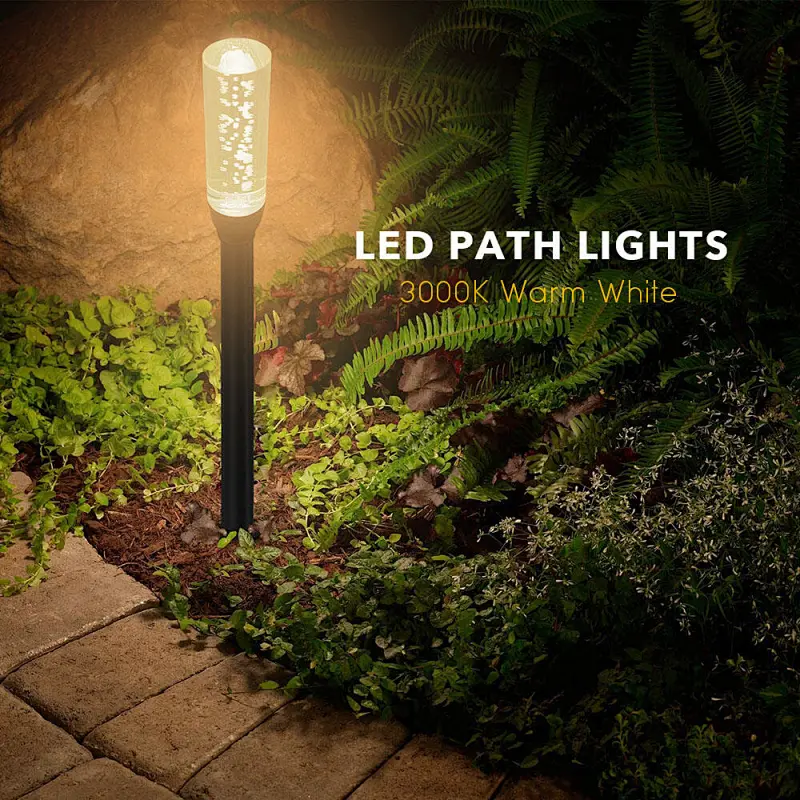 Low Voltage LED Landscape Lights Acrylic Tube Light, 3000K Warm White Garden Decor Light for Pathway, Patio, Yard, Driveway, Events & More