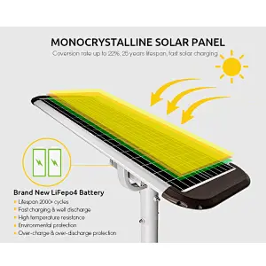 Led Solar Street Lamp 60w 6000 Lumens High Brightness All In One Solar Street Light With Remote Control