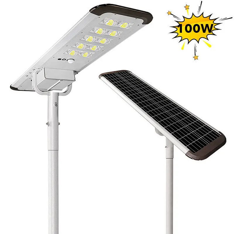 Outdoor 10000 Lumen Super Bright 100W Solar Street Lights with Motion Sensor for Street, Road, Yard, Garden, Playgroud