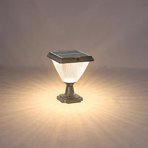 3CCT Tunable Solar Fence Pillar Light, 3000K 4000K 5000K Selectable 5W Outdoor Solar Pillar Light for Fence Garden Pathway