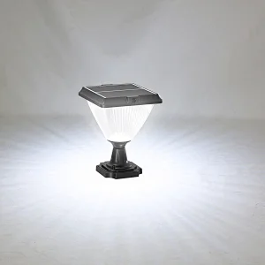 3CCT Tunable Solar Fence Pillar Light, 3000K 4000K 5000K Selectable 5W Outdoor Solar Pillar Light for Fence Garden Pathway