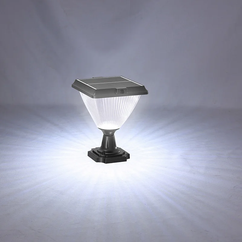 3CCT Tunable Solar Fence Pillar Light, 3000K 4000K 5000K Selectable 5W Outdoor Solar Pillar Light for Fence Garden Pathway