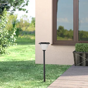 Goldsuno 3CCT Solar Lawn Post Light, 3000K 4000K 5000K Selectable 5W Outdoor Solar Post Light for Lawn Garden Pathway