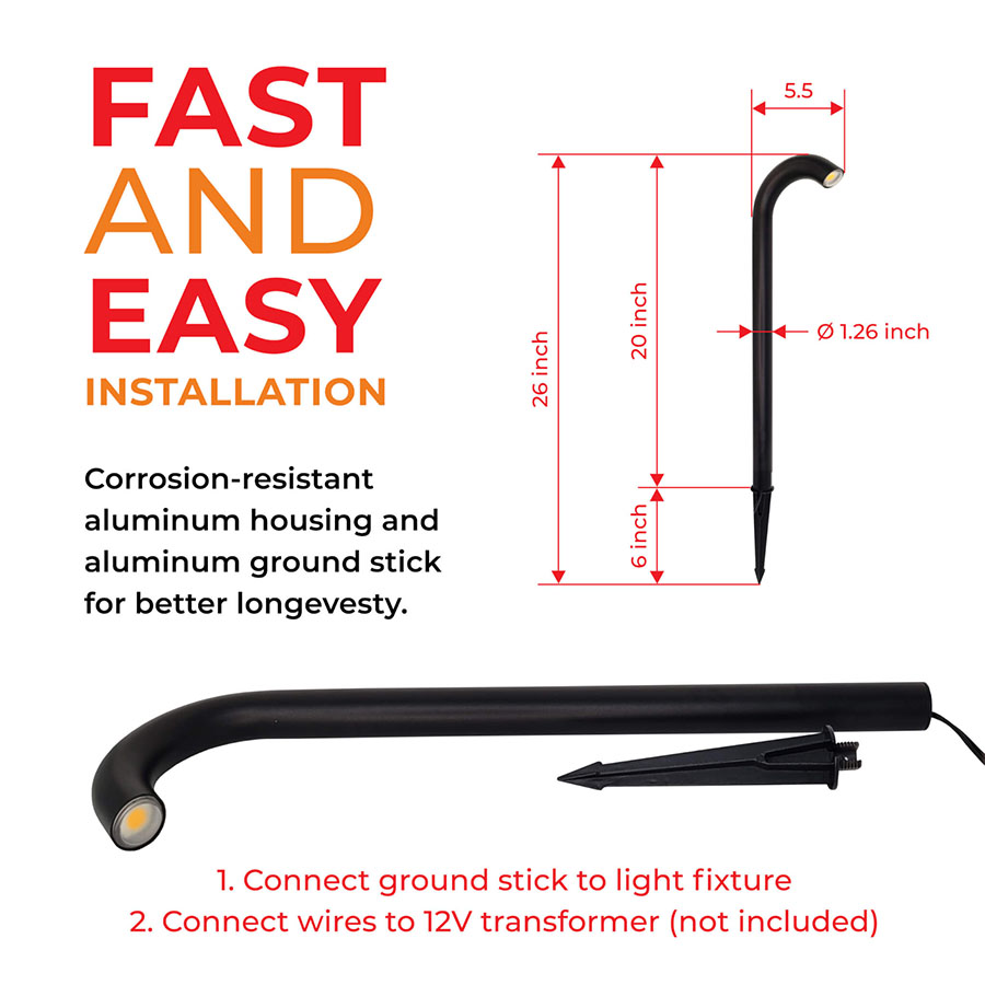 L shape low voltage landscape light