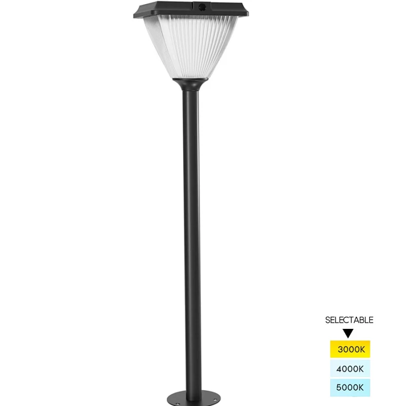 Goldsuno 3CCT Solar Lawn Post Light, 3000K 4000K 5000K Selectable 5W Outdoor Solar Post Light for Lawn Garden Pathway