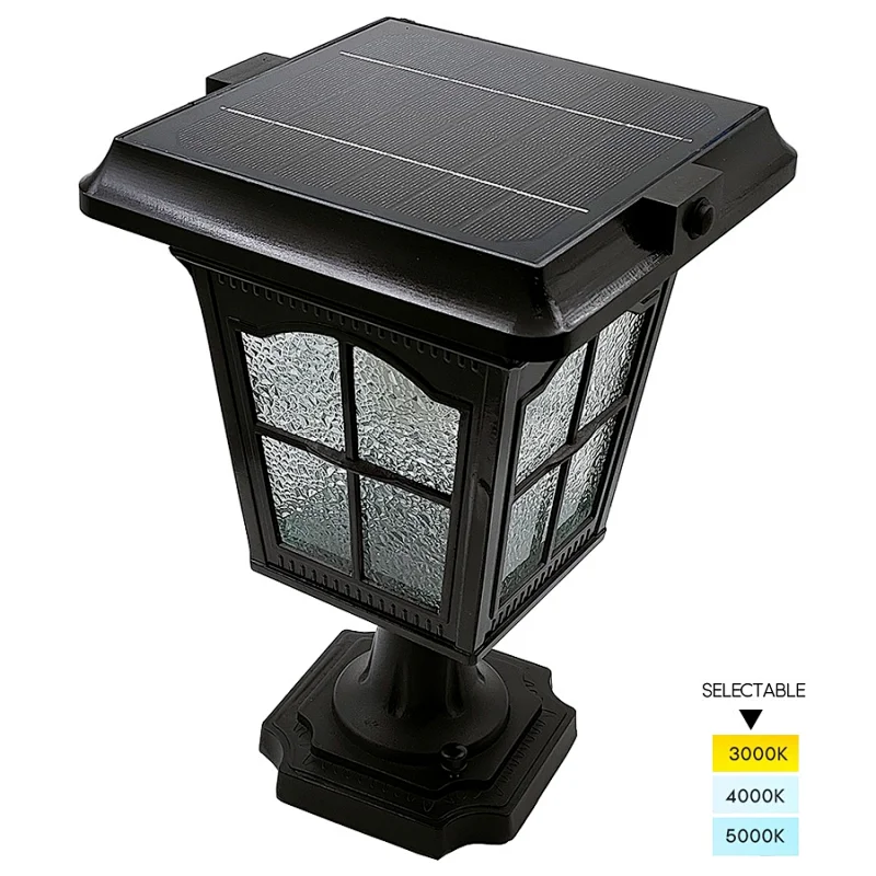 Retro Outdoor Solar Lamp Post Light With 3-Inch Aluminum Mount Base, 3CCT Solar Post Lights Outdoor Classic Die Cast Aluminum With Diamond Glass, Solar Pillar Light For Gate Column, Driveway