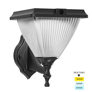 Goldsuno 3CCT Solar Wall Light, Dusk to Dawn Wall Mounted Security Solar Light for Outdoor, 3000K 4000K 5000K Selectable