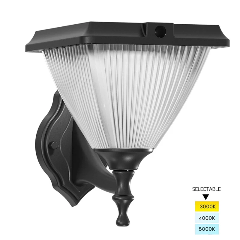 Goldsuno 3CCT Solar Wall Light, Dusk to Dawn Wall Mounted Security Solar Light for Outdoor, 3000K 4000K 5000K Selectable