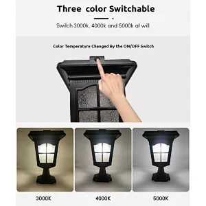 Goldsuno 3CCT Solar Vintage Wall Lamp Outdoor 400 Lumens Wall-Mounted Landscape for Garden Fence Yard Lamps